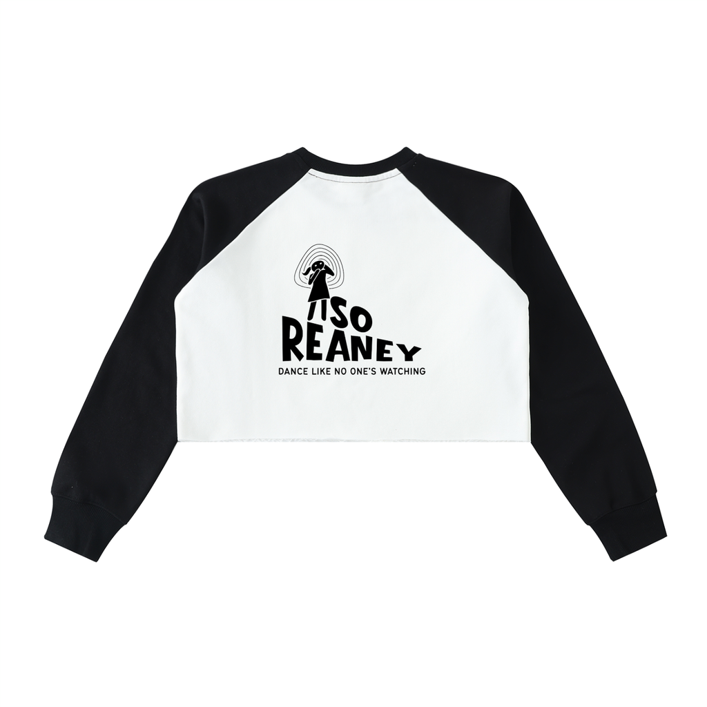 Raw-Hem Color-Block Raglan Crop Sweatshirt