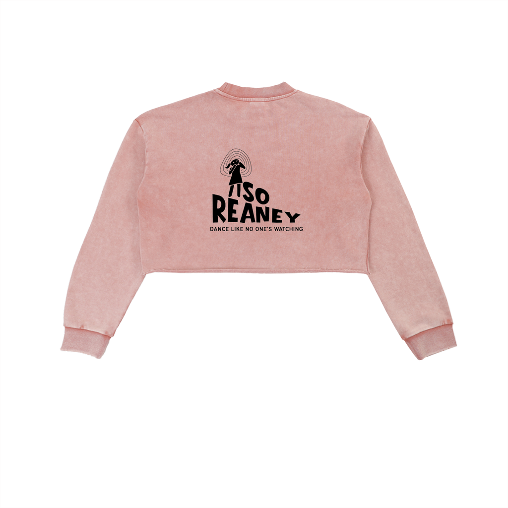 Snow Washed Raw Edge Cropped Sweatshirt