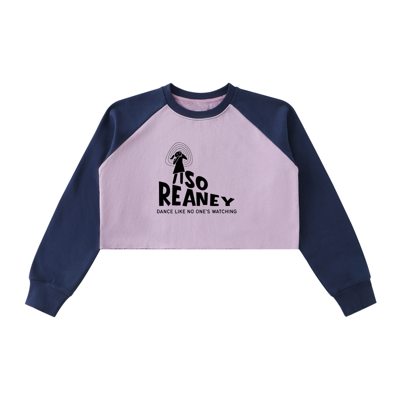 Raw-Hem Color-Block Raglan Crop Sweatshirt
