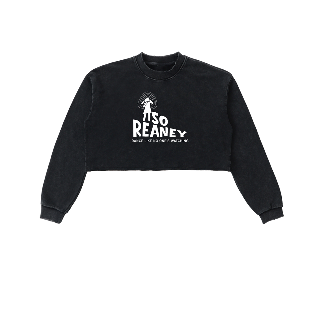 Snow Washed Raw Edge Cropped Sweatshirt