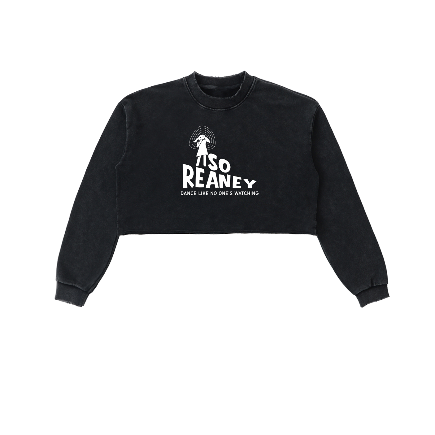 Snow Washed Raw Edge Cropped Sweatshirt