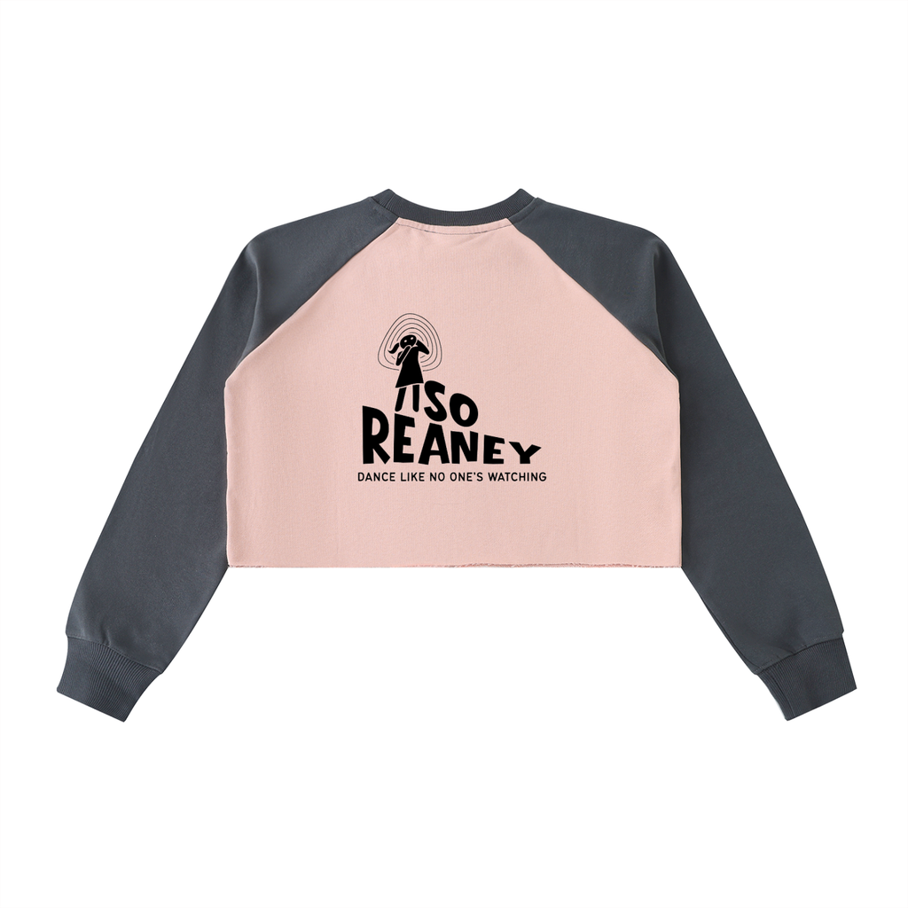 Raw-Hem Color-Block Raglan Crop Sweatshirt
