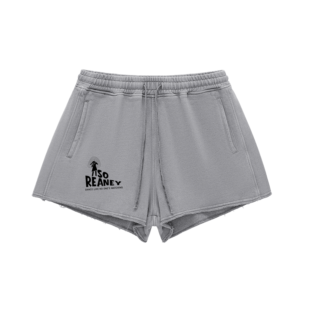 Snow Washed Raw Edge Drawstring Shorts