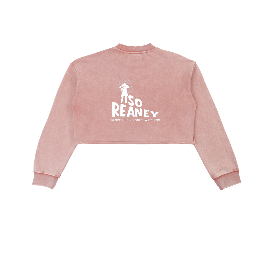 Snow Washed Raw Edge Cropped Sweatshirt