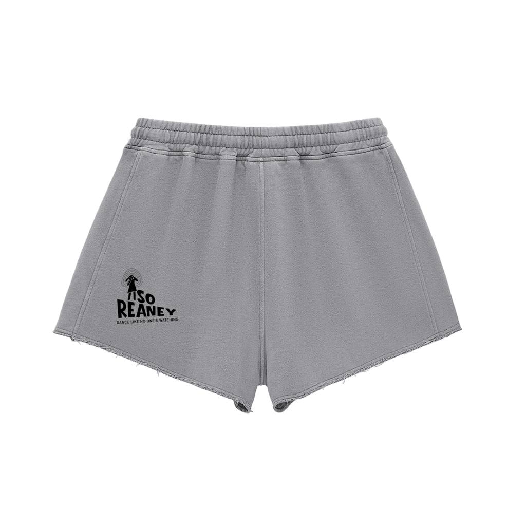 Snow Washed Raw Edge Drawstring Shorts