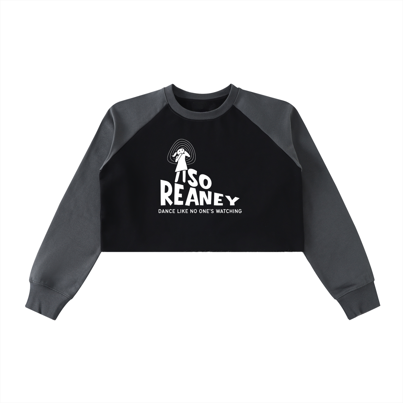Raw-Hem Color-Block Raglan Crop Sweatshirt
