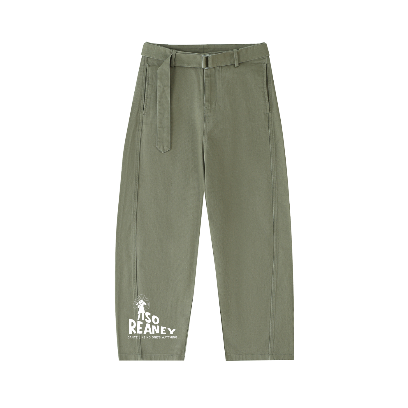 Belted Barrel-leg Chino Pants