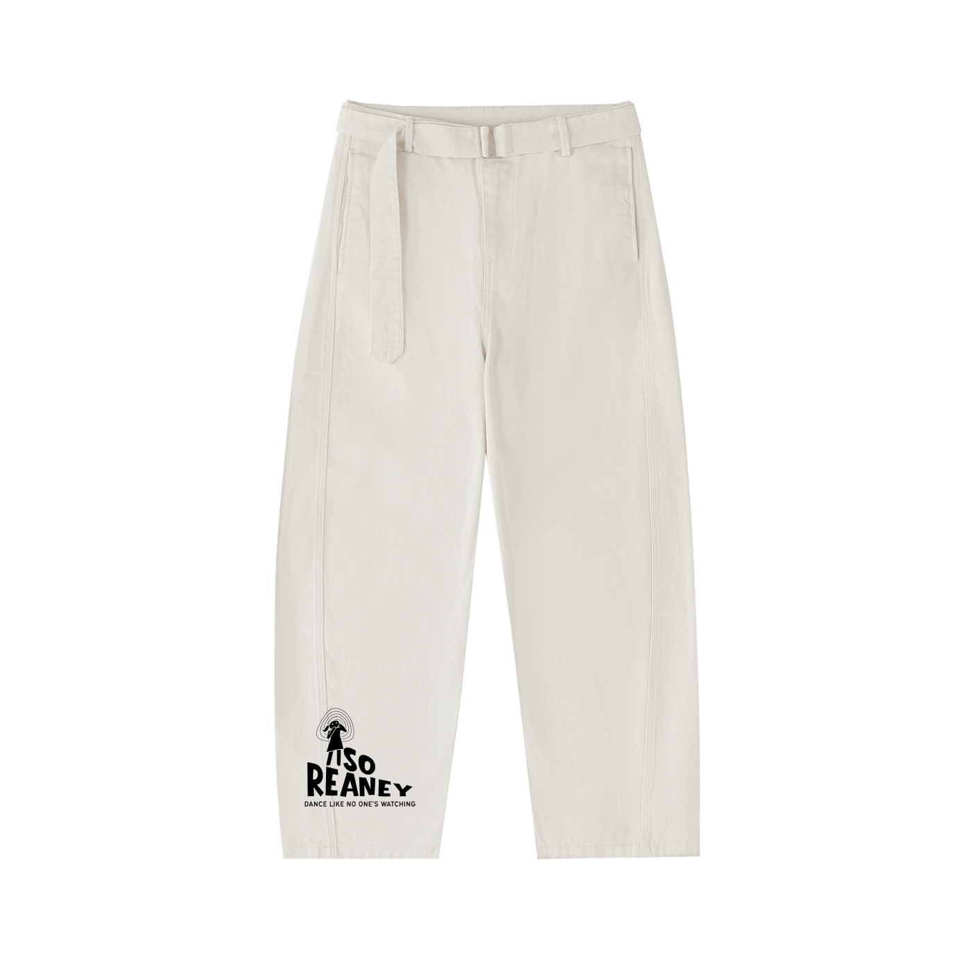 Belted Barrel-leg Chino Pants