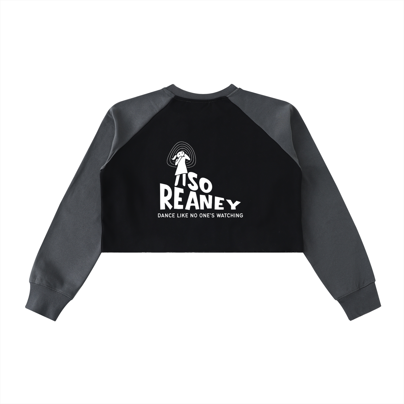 Raw-Hem Color-Block Raglan Crop Sweatshirt