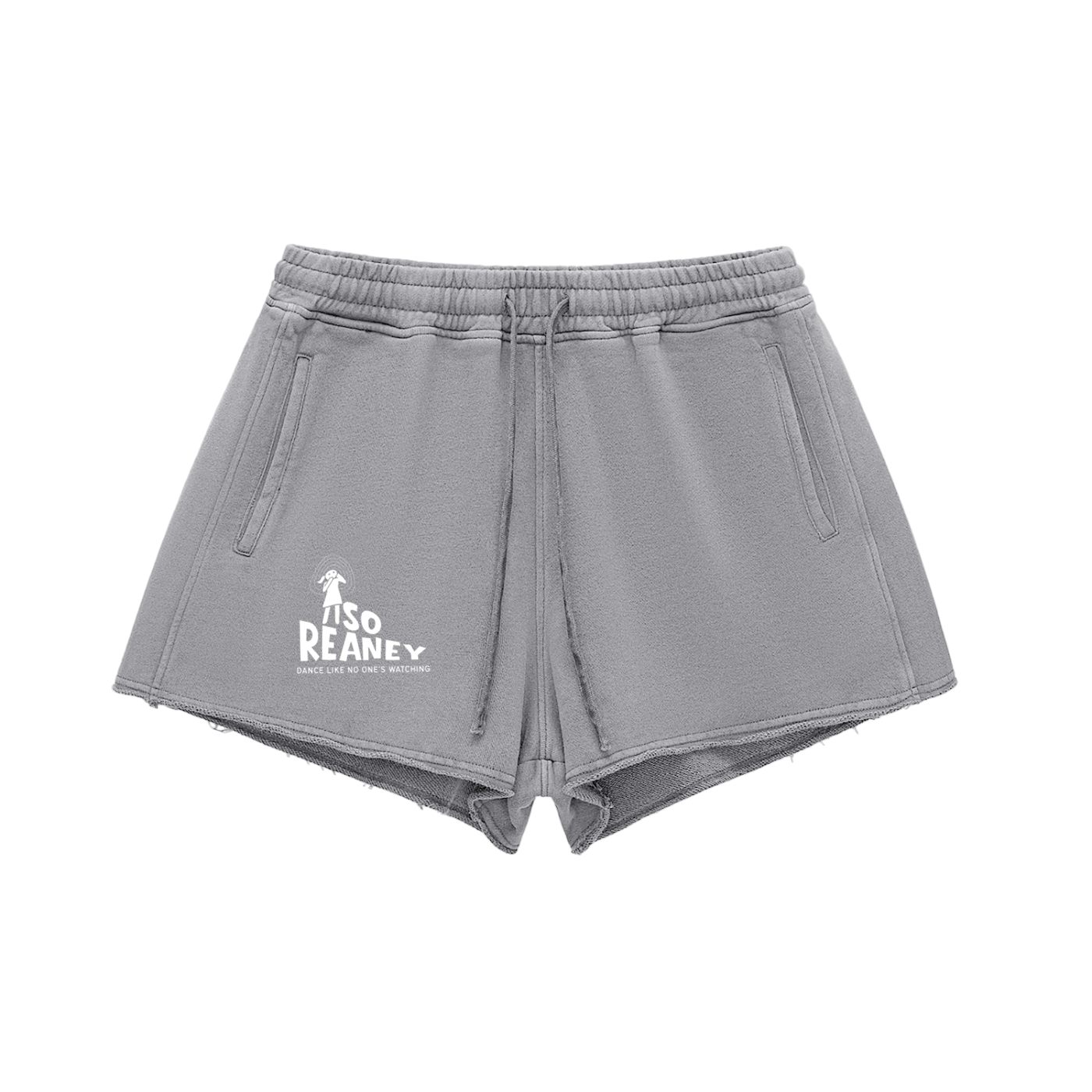 Snow Washed Raw Edge Drawstring Shorts