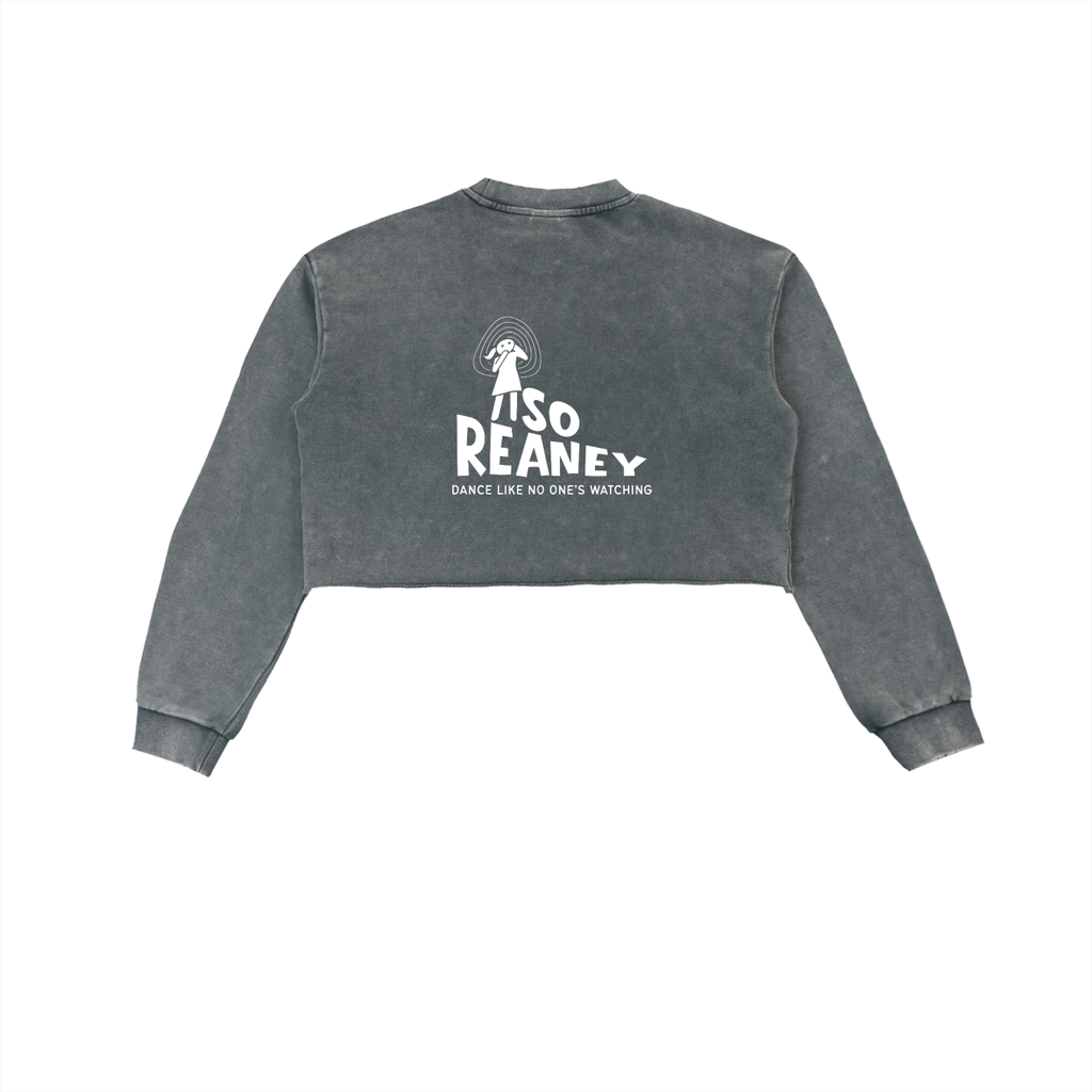 Snow Washed Raw Edge Cropped Sweatshirt