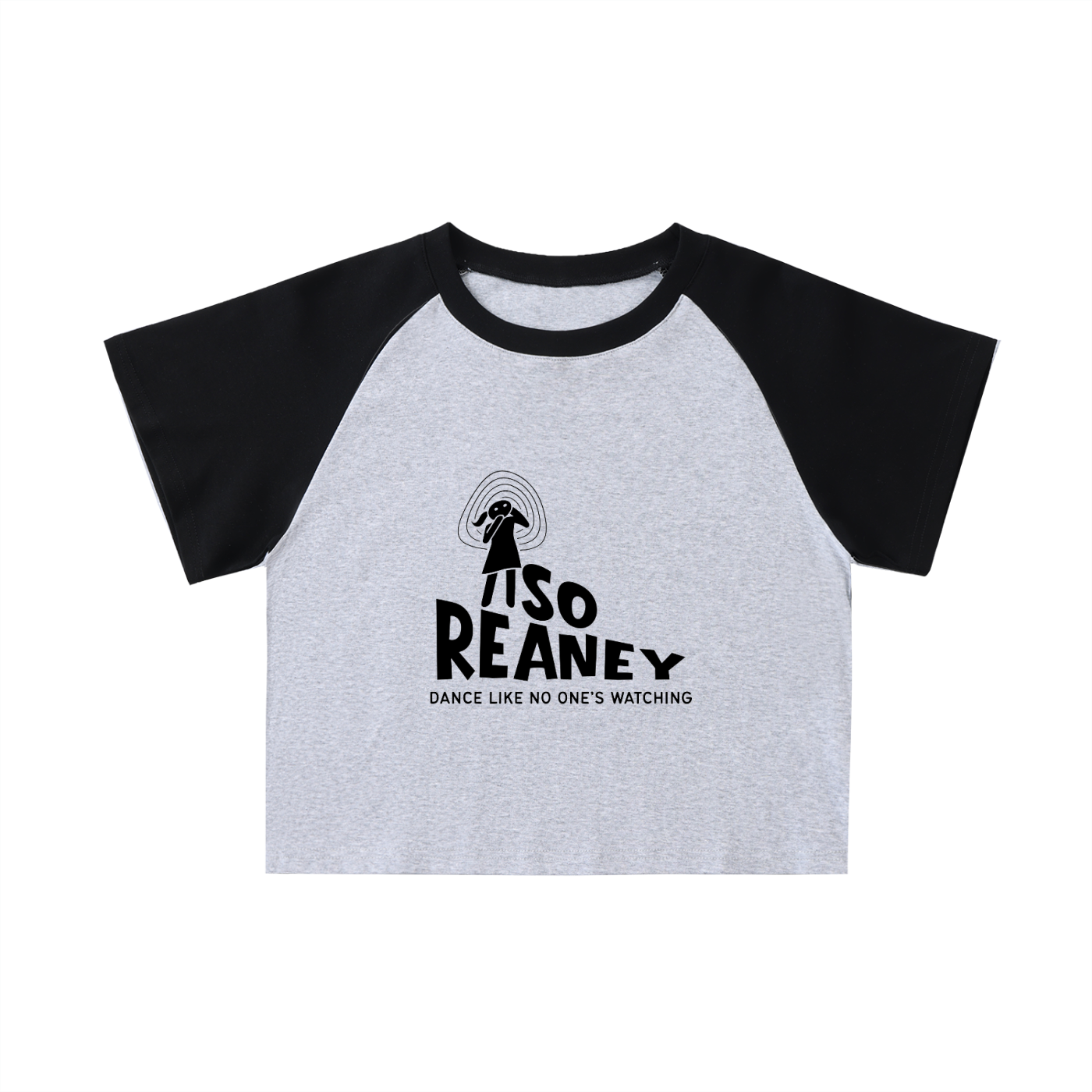 Color-Blocked Raglan Sleeve Crop Top