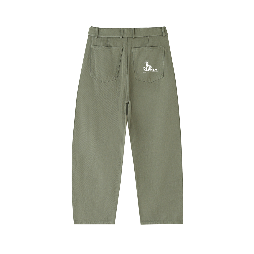 Belted Barrel-leg Chino Pants