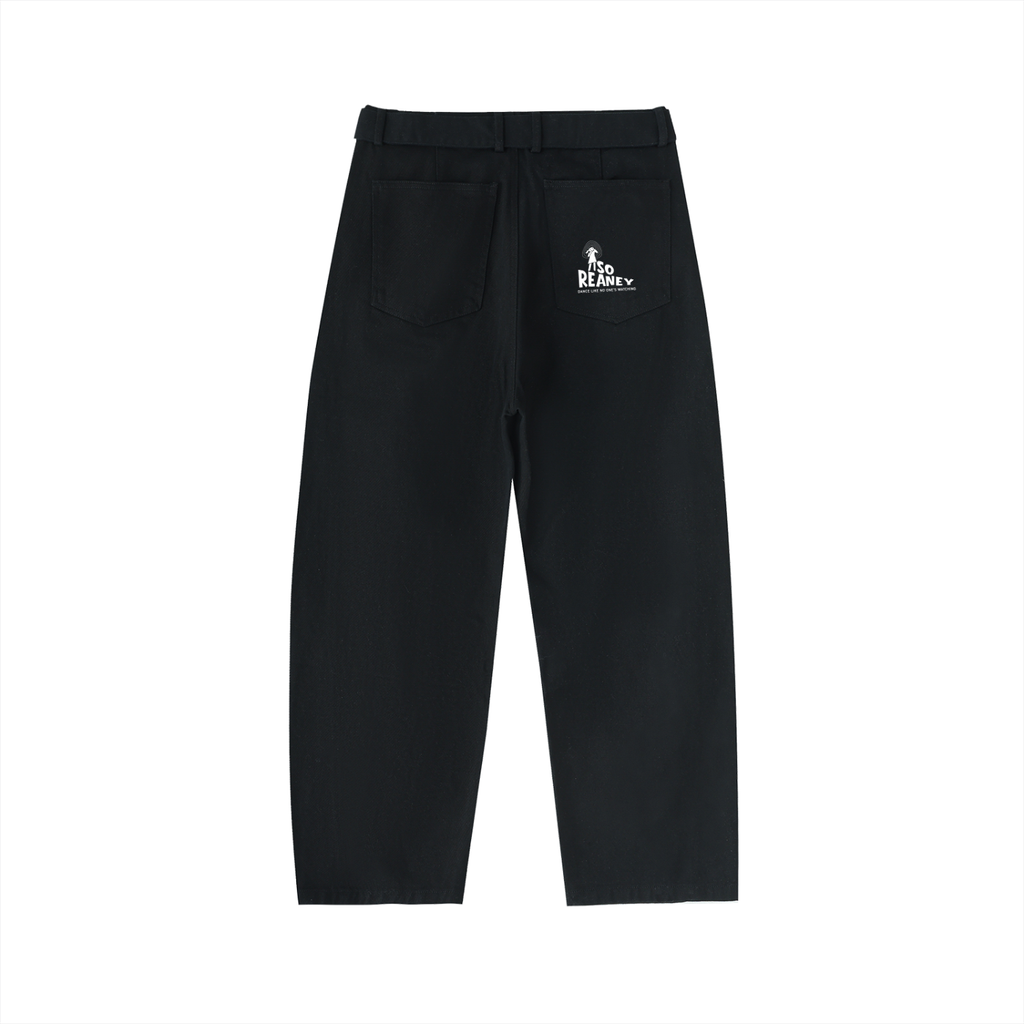 Belted Barrel-leg Chino Pants