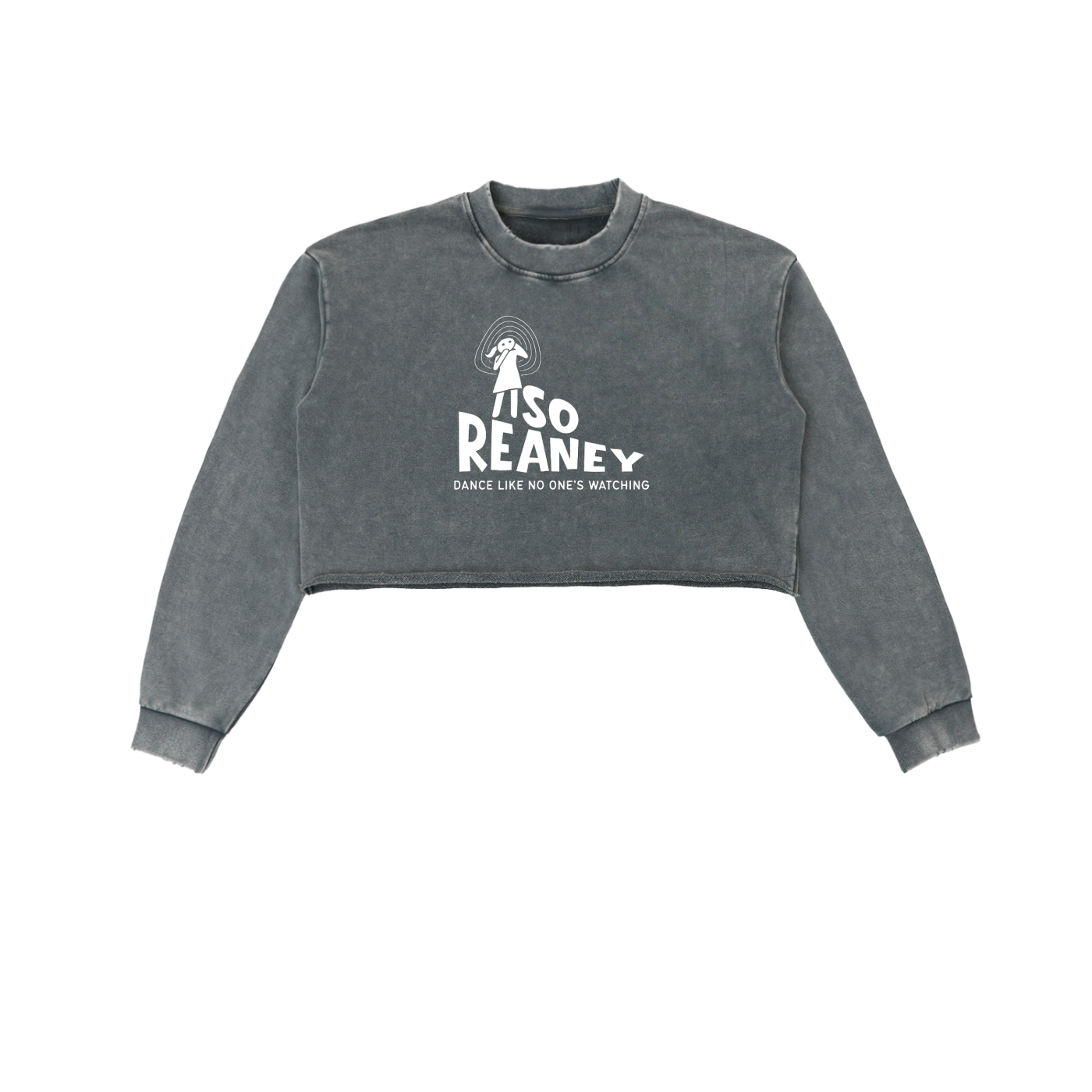 Snow Washed Raw Edge Cropped Sweatshirt
