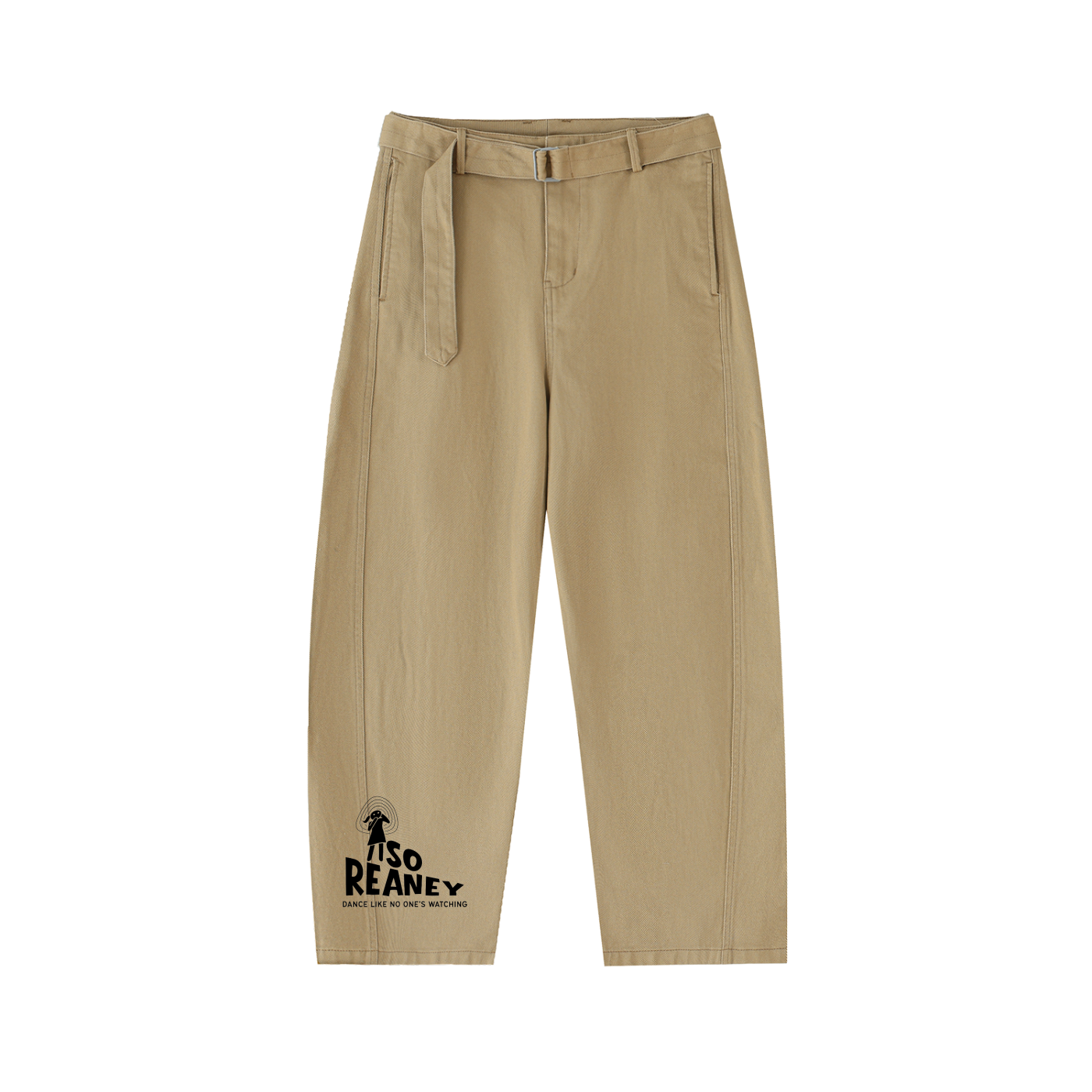 Belted Barrel-leg Chino Pants
