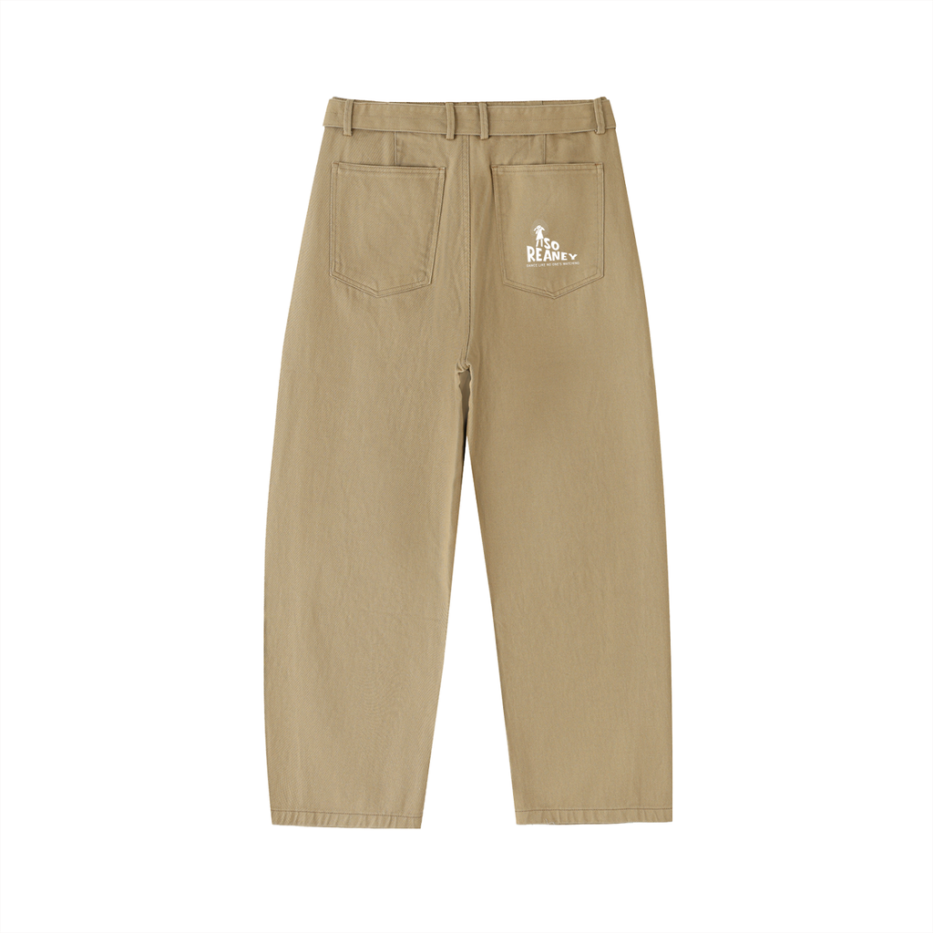 Belted Barrel-leg Chino Pants