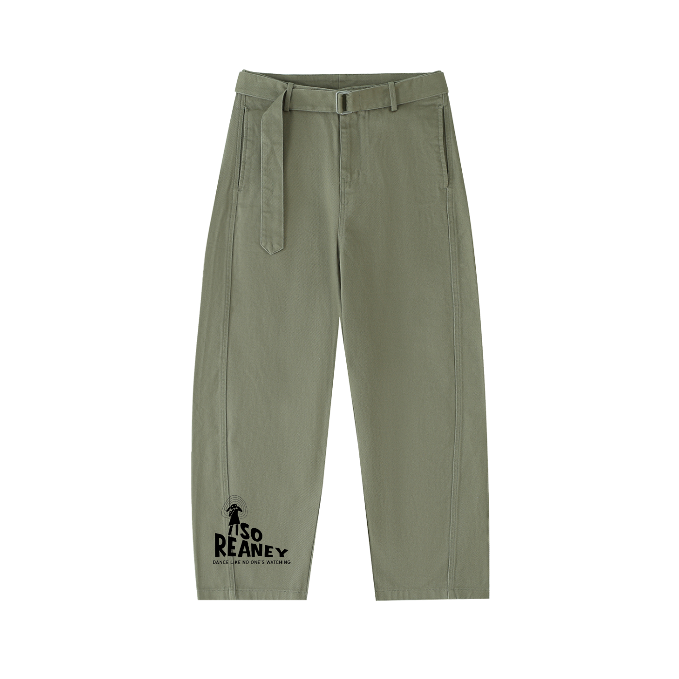 Belted Barrel-leg Chino Pants