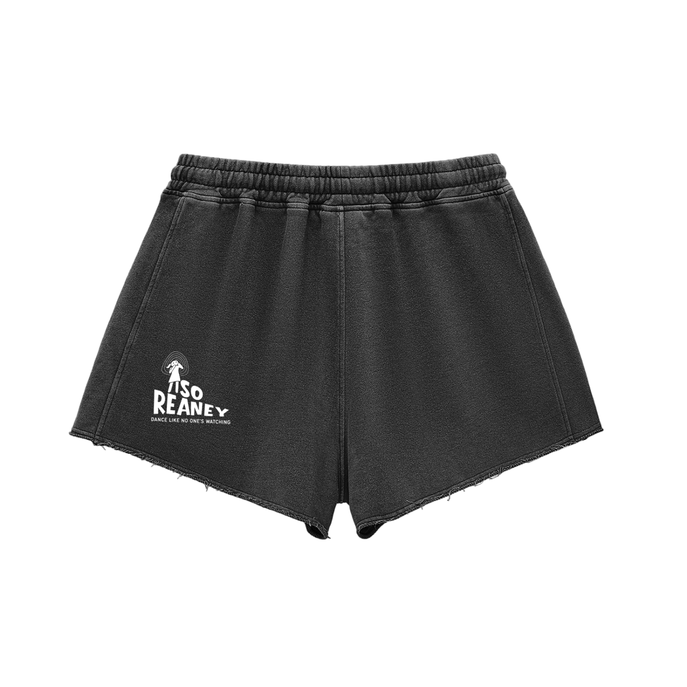 Snow Washed Raw Edge Drawstring Shorts