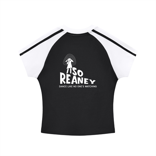 Contrast Stripes Bodycon Raglan  Sleeve T-Shirt