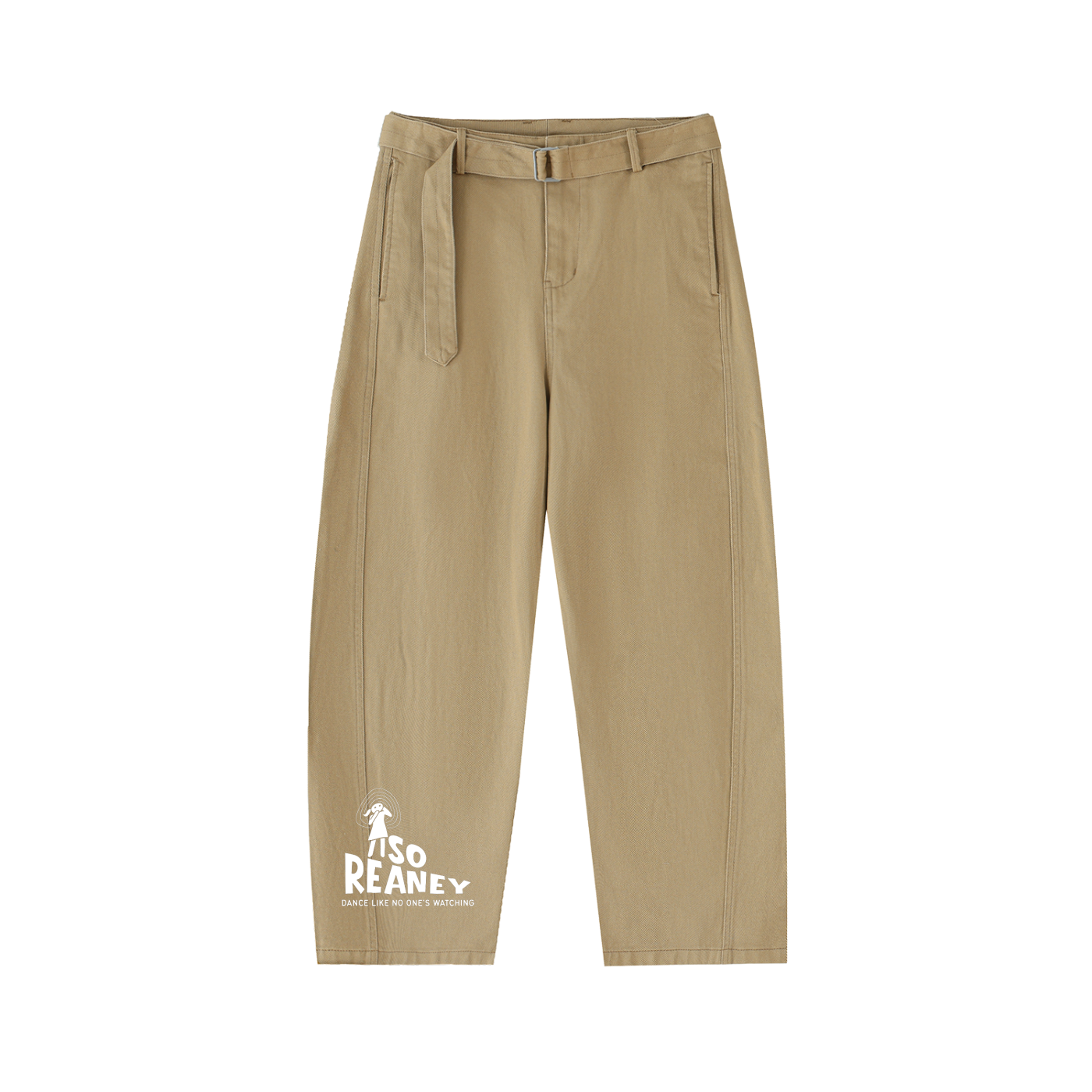 Belted Barrel-leg Chino Pants