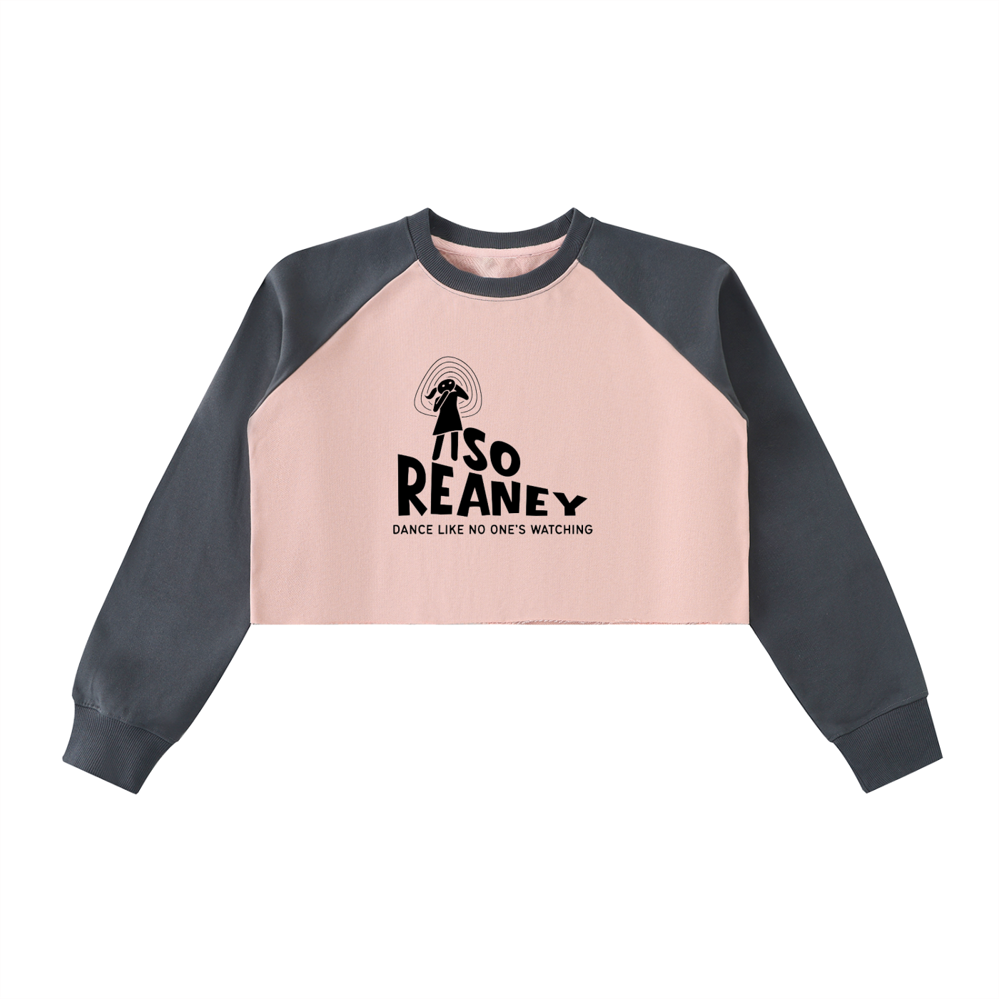Raw-Hem Color-Block Raglan Crop Sweatshirt