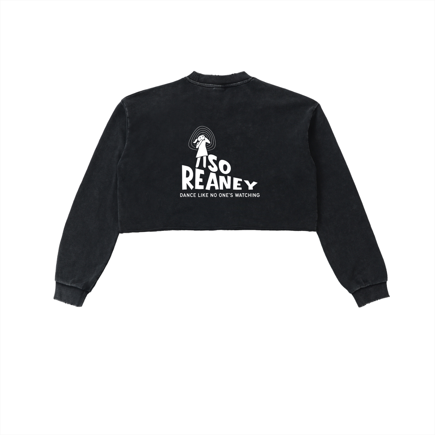 Snow Washed Raw Edge Cropped Sweatshirt