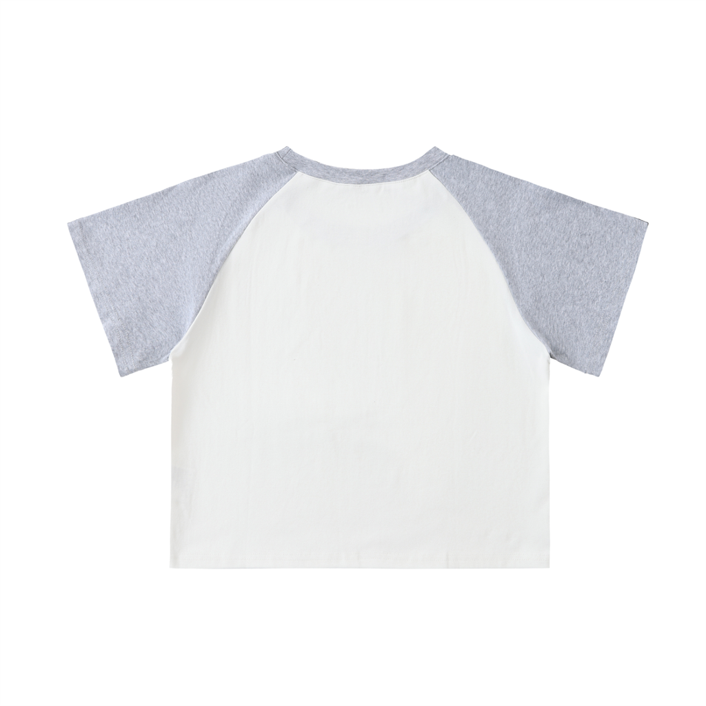 Color-Blocked Raglan Sleeve Crop Top