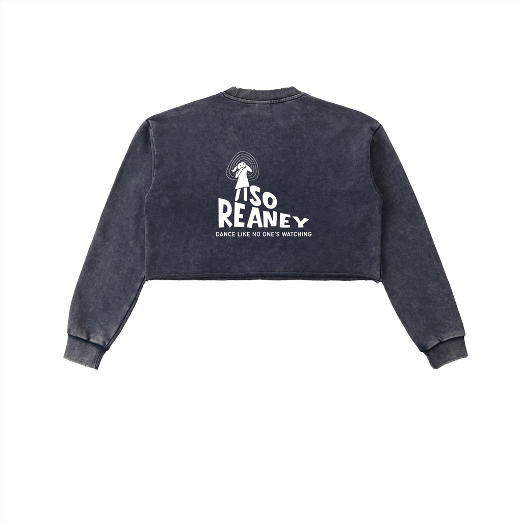 Snow Washed Raw Edge Cropped Sweatshirt