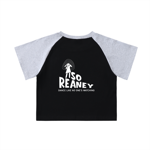 Color-Blocked Raglan Sleeve Crop Top