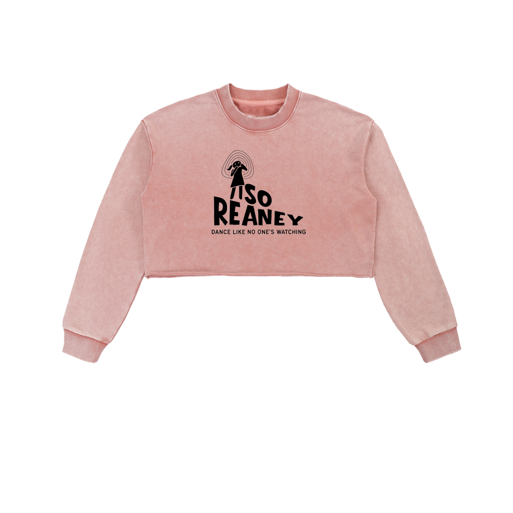 Snow Washed Raw Edge Cropped Sweatshirt